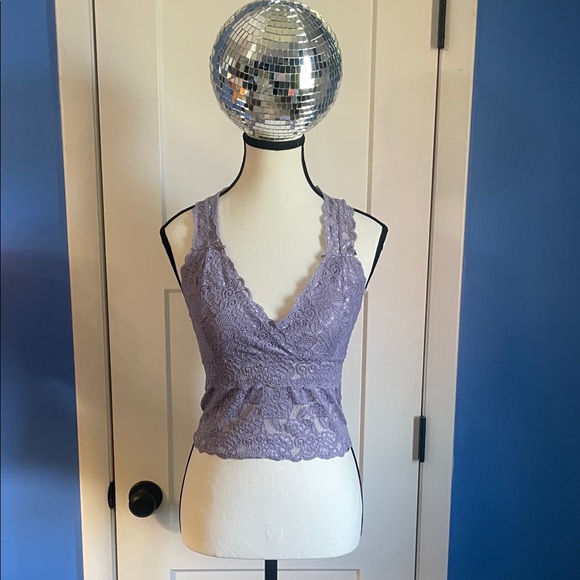 Kathy Tops - Lavender Lace Crop Top
